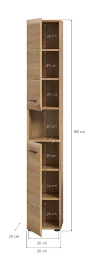 Hochschrank - B ca. 30 cm, Artisan Eiche Nachbildung