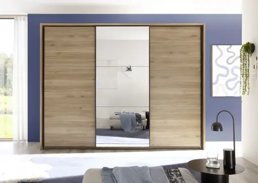 Schwebetürenschrank- B ca. 280 cm, Eiche Dekor