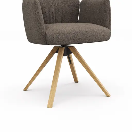 Armlehnstuhl Nashville - drehbar, Stoff, Dunkelbraun