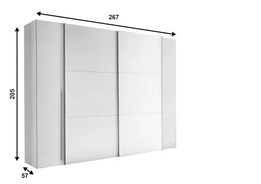 Schwebe-/Drehtürenschrank- B ca. 267 cm, Weiß