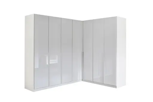Eckschrankkombination ROMAN SPIN- Weiß, Glas, Weiß