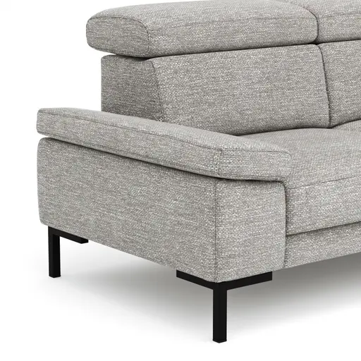 Sofa Hudson - 2,5-Sitzer inkl. Kopfteil verstellbar, Stoff, Hellgrau