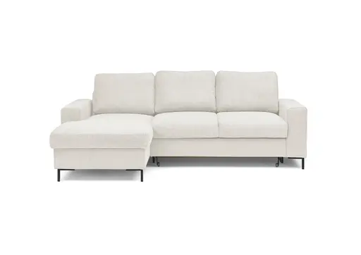 Ecksofa - Longchair links mit 2-Sitzer, Stoff, Creme