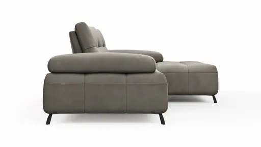 Ecksofa Comodo - 2-sitzer, Longchair rechts, Leder, Taupe