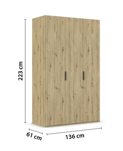 Drehtürenschrank ROVERO- B ca. 135 cm, Eiche Dekor