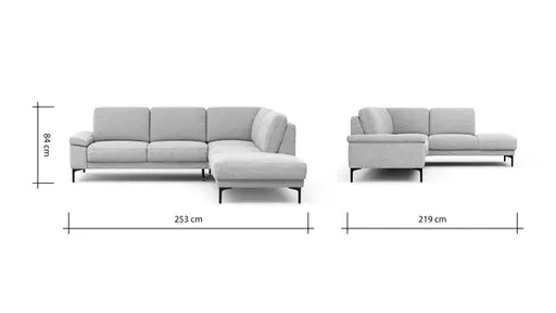 Ecksofa Matero - 2-Sitzer mit Ecke rechts, Stoff, Hellgrau