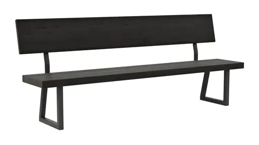 Holzbank Clifton - mit Rückenlehne, Breite ca. 220 cm, Zerreiche massiv, smoked