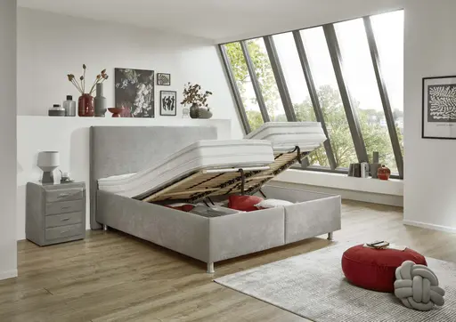 Polsterbett - Liegefläche ca. 180x200cm, Stoff, Grau