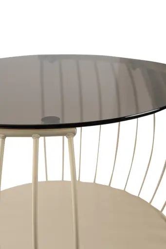 Couchtisch - Ø/H ca. 60x45 cm, Bronze, Cremeweiß