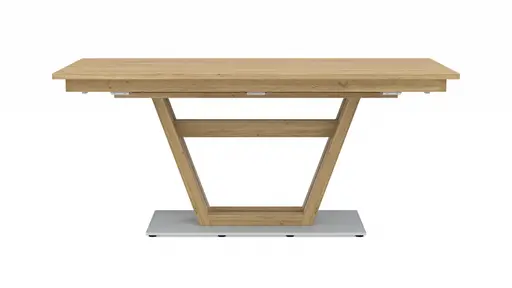 Esstisch Faro Plus - LB ca. 180x90 cm, Tisch verlängerbar (Klappeinlage einseitig), Wildeiche massiv, Bianco