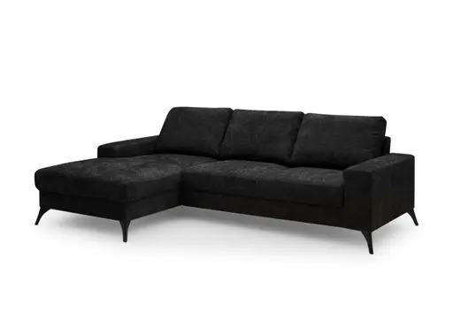 Ecksofa - Ecke links, 2-Sitzer, Stoff, Schwarz