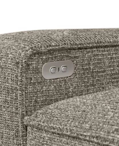 Ecksofa - 2-Sitzer mit Longchair rechts, Sitzvorzug motorisch, Stoff, Taupe