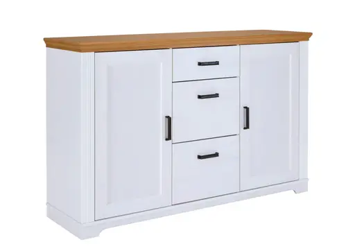 Sideboard - B ca. 166 cm, Weiß, Oak Colori