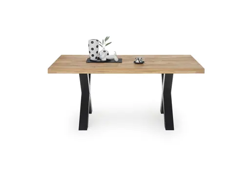 Esstisch SITTING EASY - LB ca. 160x90 cm, Wildeiche massiv geölt, Schwarz