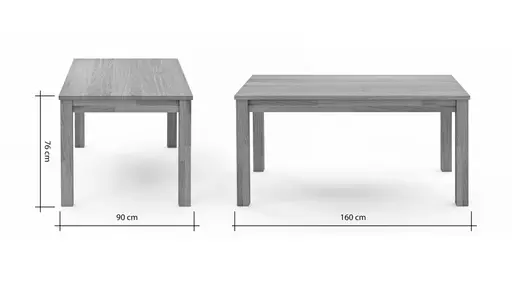 Esstisch Dinner - verlängerbar, LB ca. 160x90 cm, Wildeiche massiv