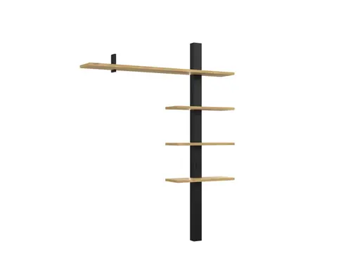 Wohnwand - mit Beleuchtung, B ca. 228 cm, Kaschmir, Gustavson Oak Nachbildung, Schwarz