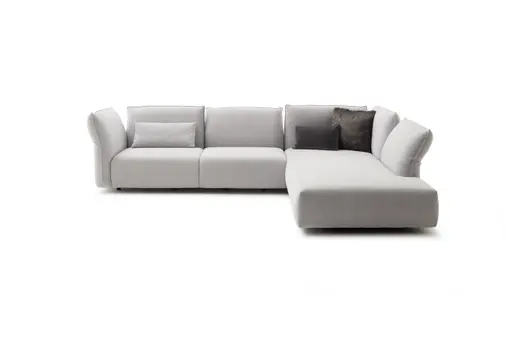 Ecksofa Motone - 2,5-Sitzer mit Ecke rechts, Stoff, Hellgrau