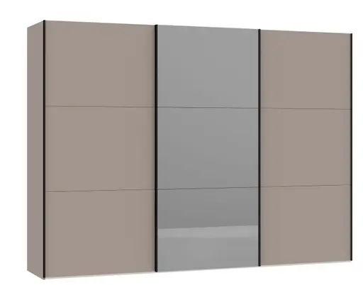 Schwebetürenschrank JOIN IT- B ca. 303 cm, Nougat, Spiegel, Dunkel