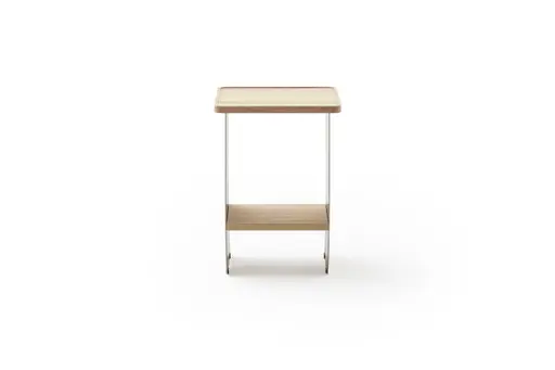 Beistelltisch Olai - LHB. ca. 40x45x40 cm, Wildeiche massiv, Metall, Beige