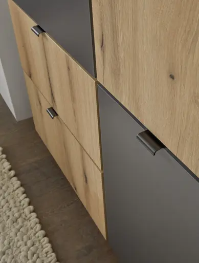 Highboard- Anthrazit, Eiche Dekor