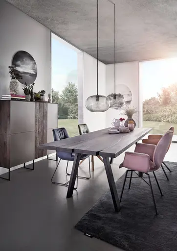 Highboard Mileto - Asteiche massiv gebürstet, Tabak geölt