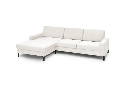 Ecksofa  CALM MOVE 2.0 - Longchair links mit 2,5-Sitzer, Feincord, Weiß