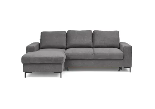 Ecksofa - Longchair links mit 2-Sitzer, Stoff, Anthrazit