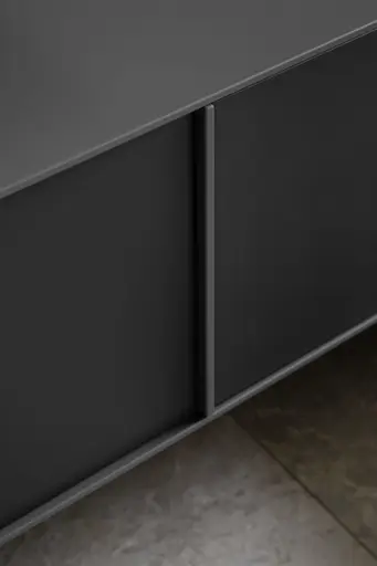 Wohnwand Casello - BHT: ca. 319x182x47 cm, Lack Matt, Steingrau, Anthrazit