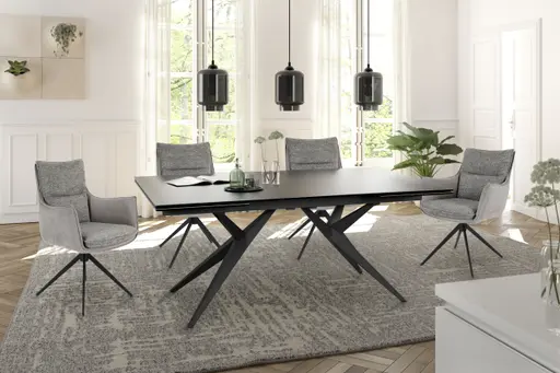 Stuhl MANDY - drehbar, Stoff, Graubeige