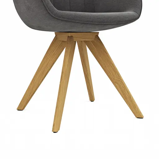 Polsterstuhl Dinner - drehbar, Stoff, Dunkelgrau