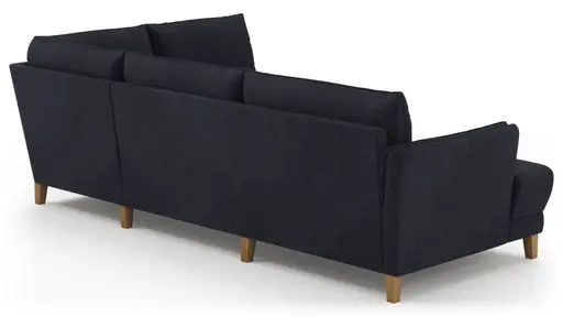 Sofa Stamford - 3,5-Sitzer, Bogen links mit Ecksofa 2-sitzig und Abschlusshocker Rechts, Stoff, Dunkelblau