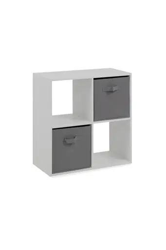 Regal - inkl. Stoffboxen, B ca. 60 cm, Weiß, Grau