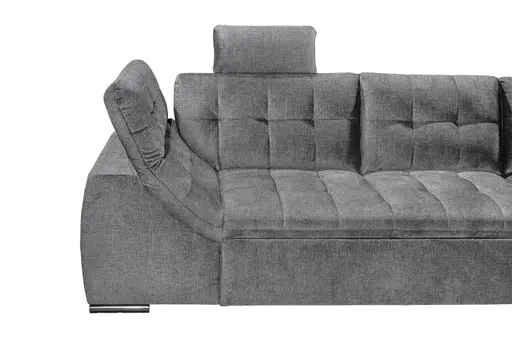Ecksofa - 2-Sitzer, Ecke rechts inkl. Schlaffunktion und Bettkasten, Armteilverstellung, Stoff, Anthrazit