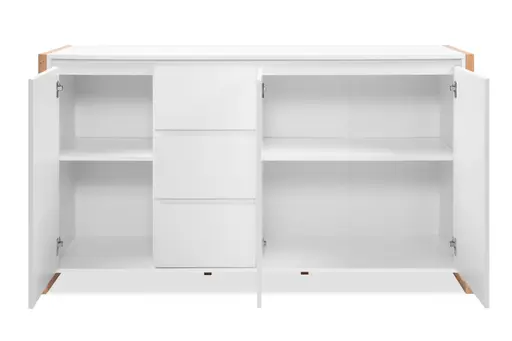 Sideboard - B ca. 160 cm, Weiß, Artisan Eiche Nachbildung