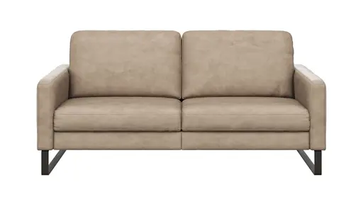 Sofa Enna - 3-Sitzer, Armlehne A, Leder, Taupe, Kufe, Schwarz