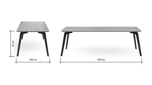 Esstisch Phoenix - LB ca. 240x100cm, Eiche geölt mit Epoxidharz dunkel