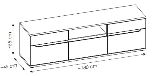 TV-Lowboard - B ca. 180 cm, Kaschmir, Nussbaum Nachbildung