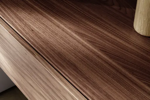 Wohnwand Colore - mit Beleuchtung, Lack, Kaschmir, Nussbaum