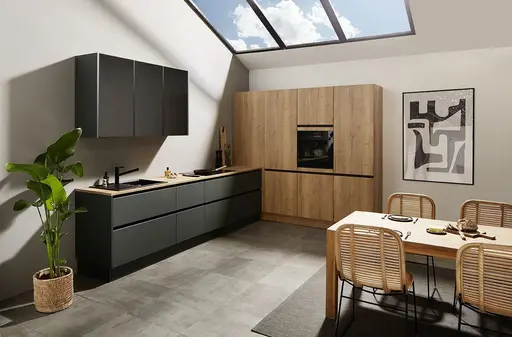 Winkelküche 43.180 3 424, Schwarzgrün