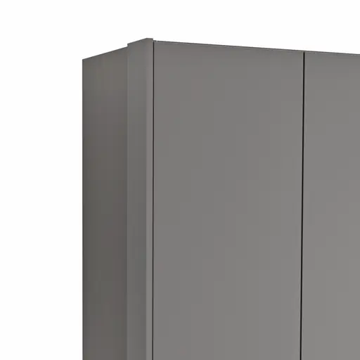 Drehtürenschrank Viana - B ca. 204 cm, Lack, Steingrau, Riffholz, Wildeiche