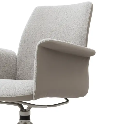 Armlehnstuhl Sedana - drehbar, Leder & Stoff, Grau
