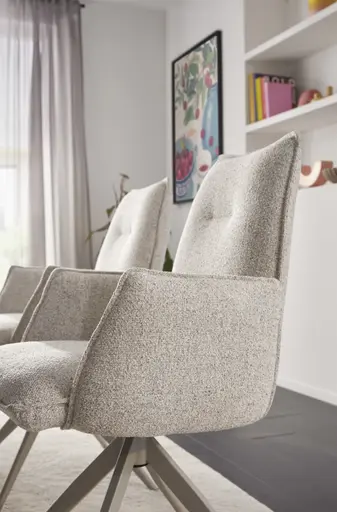 Armlehnstuhl Dinner - drehbar, Stoff, Champagner