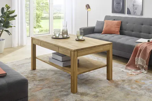 Couchtisch - mit Schubkasten, LBH ca. 115x70x54 cm, Asteiche massiv