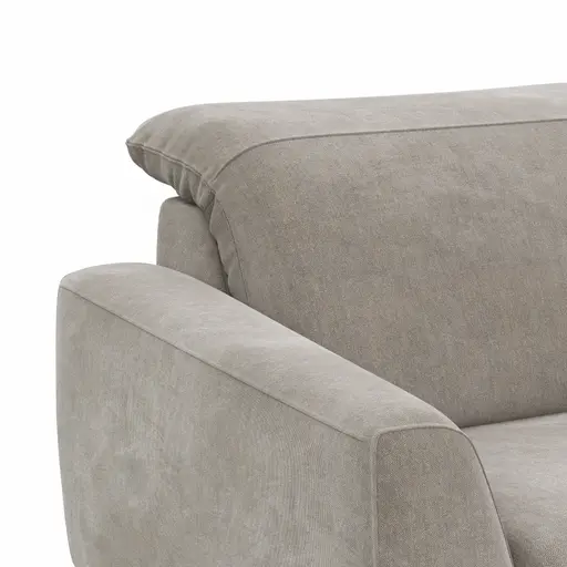 Sofa Tulsa KV - 3-Sitzer, inkl. Kopfteilverstellung, Stoff, Graubeige