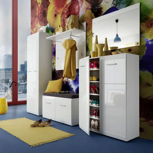 Garderobenpaneel GALDO - Weiß, Hochglanz