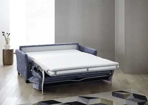 Sofa - 2-Sitzer mit Schlaffunktion, Stoff, Graublau