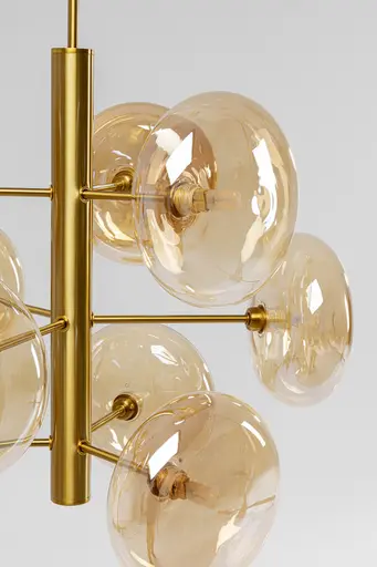 Deckenleuchte- Stahl. Messing, beschichtet, Goldfarben, Glas, beschichtet