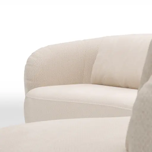 Ecksofa Karasu - 3-Sitzer mit Ottomane rechts, Stoff, Creme