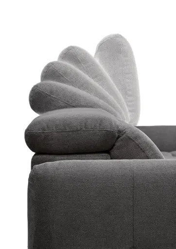 Ecksofa MADAN - 1,5-Sitzer mit Longchair rechts, Sitztiefe verstellbar motorisch, Kopfteil verstellbar, Stoff, Graphite