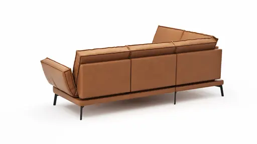 Ecksofa My -  Ecke links mit 2-Sitzer, Rückenlehne, Armlehne  verstellbar und Drehsitze, Leder, Cognac
